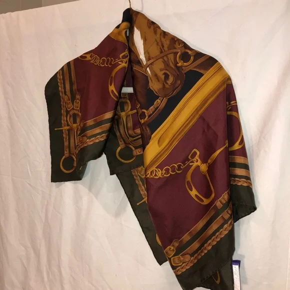 Ralph Lauren purple label collection 100% silk horse print super rich sc… - Picture 5 of 6